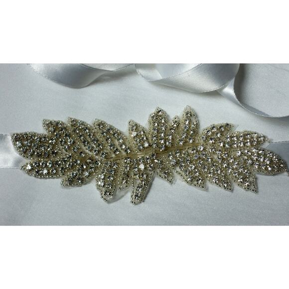 White Rhinestone Skinny Belt Wedding Sash Bridal Rhinestone Belt Prom Party Belt - Picture 6 of 6